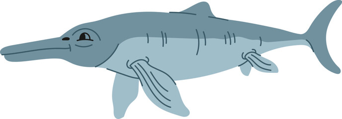 Chalishevia swimming dino isolated lizard in cartoon style. Vector Garjainia icon, Erythrosuchids crocodile large basal archosaur reptile