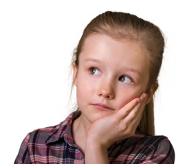 Small kid girl with bright idea standing