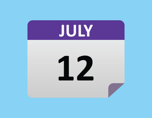 July 12th calendar icon vector. Concept of schedule. business and tasks. vector illustrator.