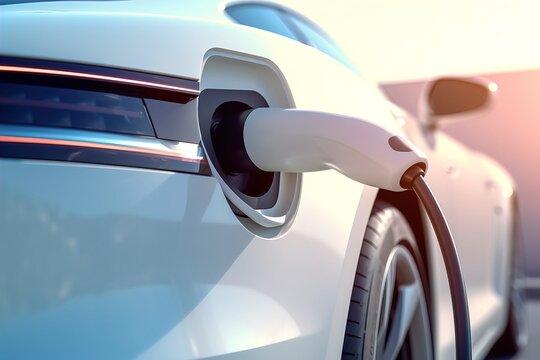 EV charging station for electric car in concept of green energy