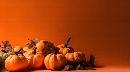 Halloween banner concept design of bunch of orange pumpkins