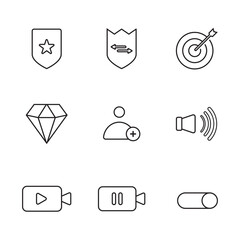 small set of black line icon media symbols to complete your design