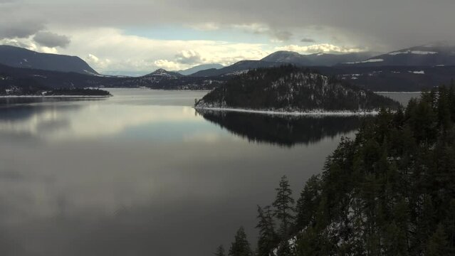 Copper Island Reverie: Aerial Views of Shuswap Lake's Pristine Landscape and Tranquil Waterscapes