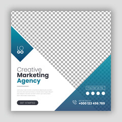 Digital marketing square social media post design and web banner template for creative corporate business agency