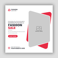 Fashion sale square social media post design and web banner template for modern fashion house