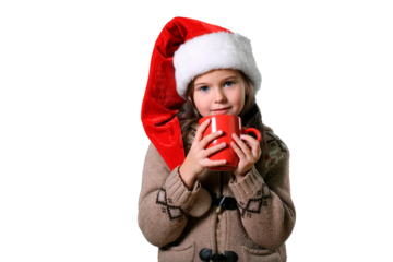 Portrait of beautiful little girl in santa hat