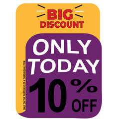 10 percent off, big discount, sales, Puple, ballon, yellow, background, ten, price, label, vector, illustration, sale, symbol