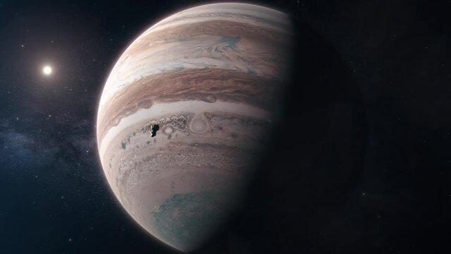 Medium Shot of an Asteroid Impacting Jupiter Demonstrating how the Gas Giants Protect Earth