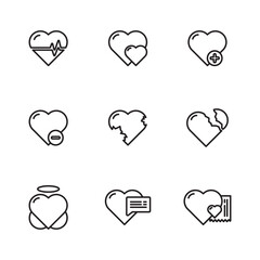 small set of black outline icons with heart crosses for your project