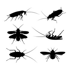 set of cockroach silhouette illustration vector