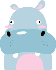 Hippopotamus . Funny face of wildlife animals .