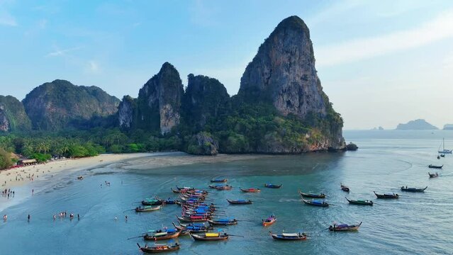 Railay beach with mountains in Krabi, Thailand.