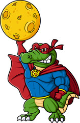 cartoon crocodile wearing superhero costume