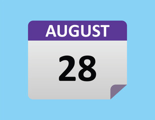 August 28th calendar icon vector. Concept of schedule. business and tasks.