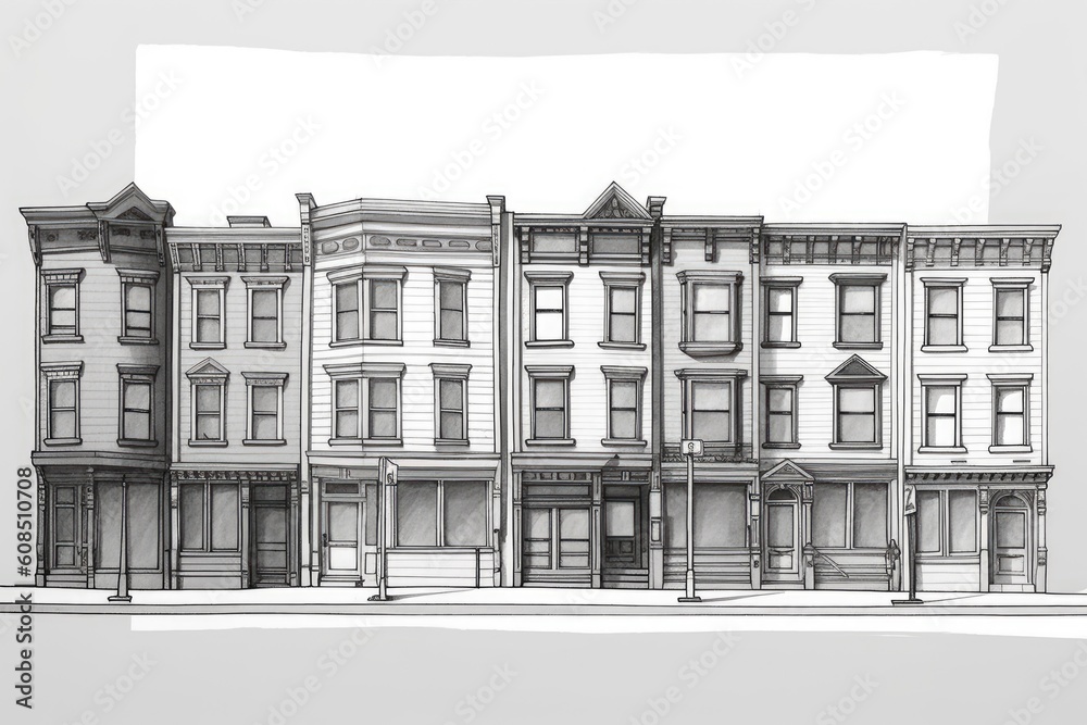 Wall mural multi-story building with architectural details generative ai