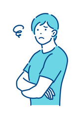Young man crossing arms vector illustration ( in trouble )