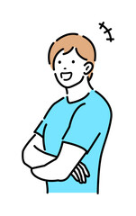 Young man crossing arms vector illustration ( smiling )