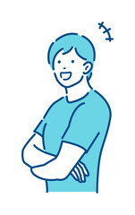 Young man crossing arms vector illustration ( smiling )