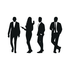 Silhouettes of Business People Standing Together