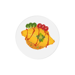 Omelet With Fried Rice Or Omurice Illustration Logo 