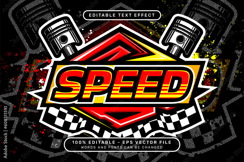 Poster speed 3d text effect and editable text effect with colorful borders