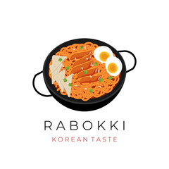Rabokki Korean Spicy Instant Noodle Illustration Logo