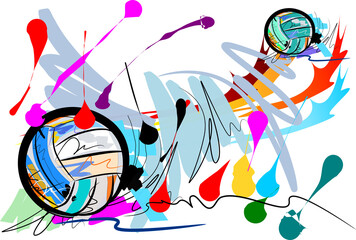 volleyball art speed action brush strokes coloeful