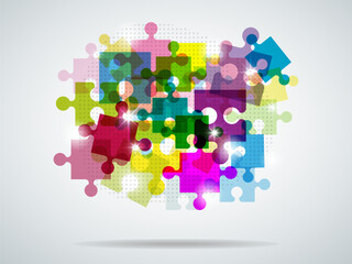 Vector picture with colorful puzzle and bright light