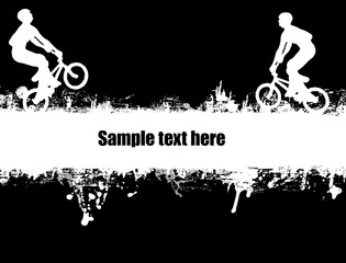 grunge biker poster on black and white,vector illustration