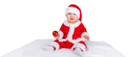 Cute Santa Claus boy on background