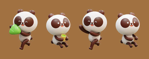 Cute panda cartoon character set © MITstudio