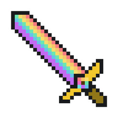 Obraz premium LGBT Pride Rainbow Sword, Pixelated Icon, Isolated