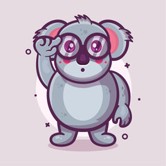 genius koala animal character mascot with think expression isolated cartoon in flat style design