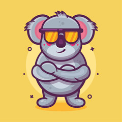 Obraz premium cute koala animal character mascot with cool expression isolated cartoon in flat style design