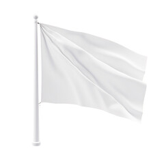 Blank White Waving Flag Isolated on Transparent Background: Perfect for Mockup Designs