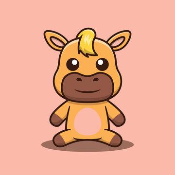 Cute horse mascot cartoon character