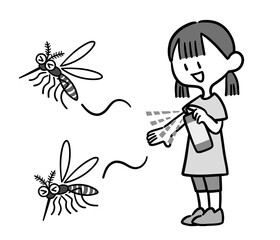 虫除けスプレーを使う女の子
