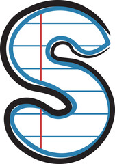 Alphabet s lowercase, notebook letter display font style 