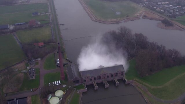 Old Woudagemaal Steam Pumping Station in Lemmer, Friesland, Aerial