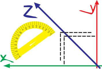Yellow ruler. An axis of coordinates. Geometry and a science