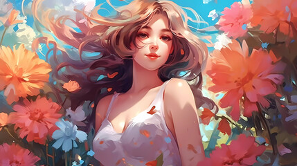 Beautiful anime girl illustration	
