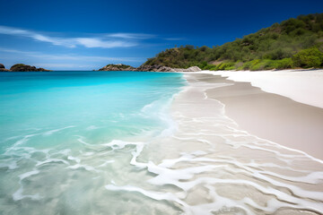 Fototapeta na wymiar Beautiful beach with white sand and turquoise blue water
