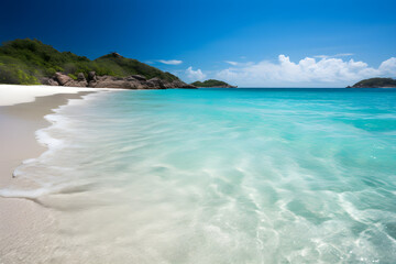 Fototapeta na wymiar Beautiful beach with white sand and turquoise blue water