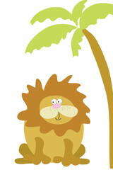 lion under a palm tree (vector illustration)