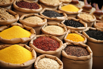 spices and herbs in a market. Generative AI