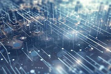 Obraz premium Digital connection dots and lines. Technology background. Network connection structure. Generative AI