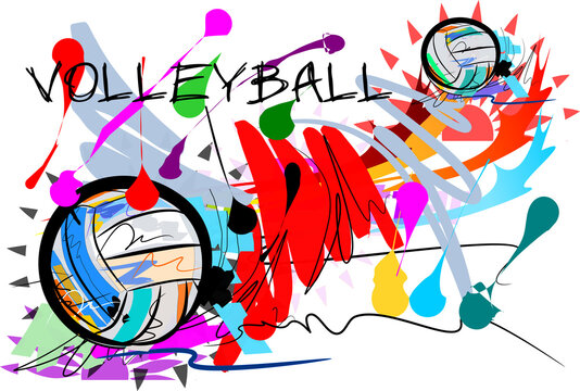 volleyball art speed action brush strokes  and text design