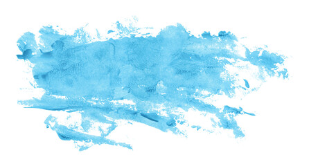Shiny light blue brush watercolor painting isolated on transparent background. watercolor png