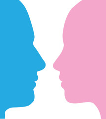 Man and woman profile faces in silhouette