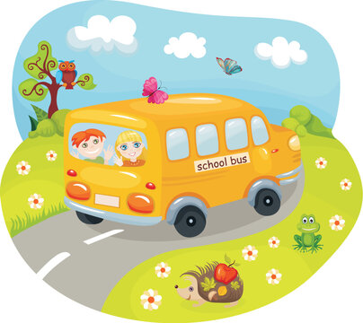 vector illustration of a cute school bus